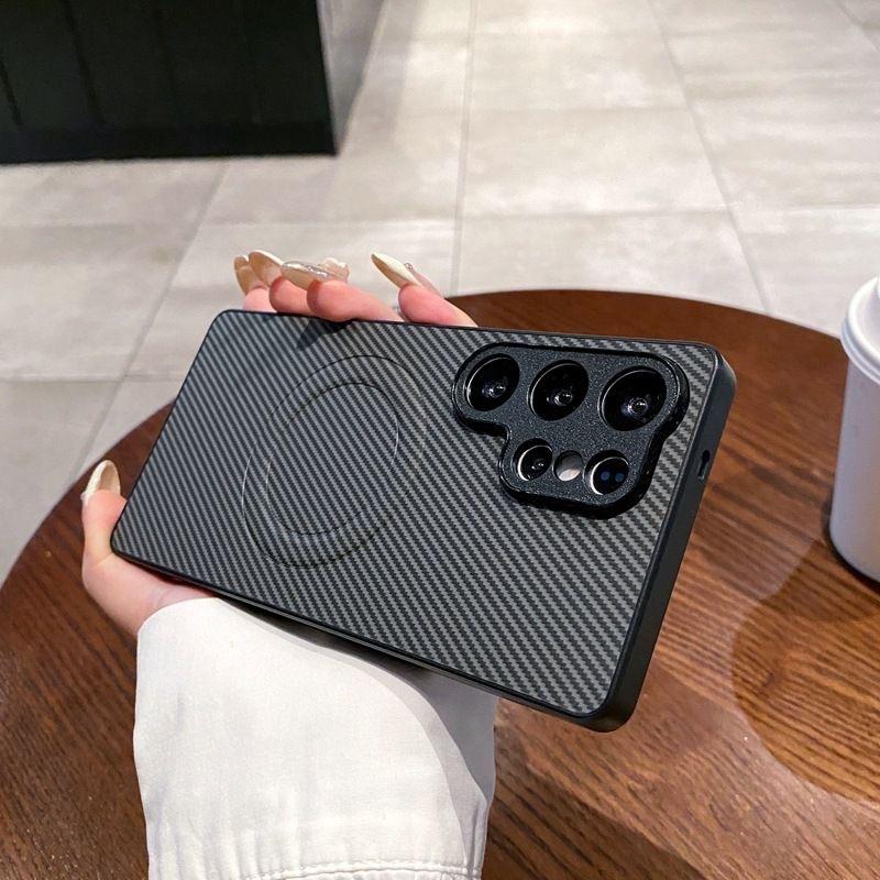 Suitable for Samsung S25 Ultra Mobile Phone Case Carbon Fiber Magnetic S23 S23 Business A06A55A54A56 Men's Model