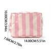 Portable PVC Striped Makeup Bag Mini Cosmetic Pouch Cute Toiletry Bag  Daily Use