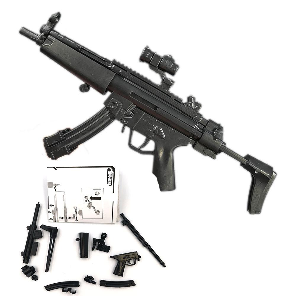 Масштаб 1/6 Вторая мировая война Немецкая армия Пулемет Гатлинга MG42 Модель Сборные Пазлы Строительные Кубики AK47 M16 Фигурка Солдата Игрушки