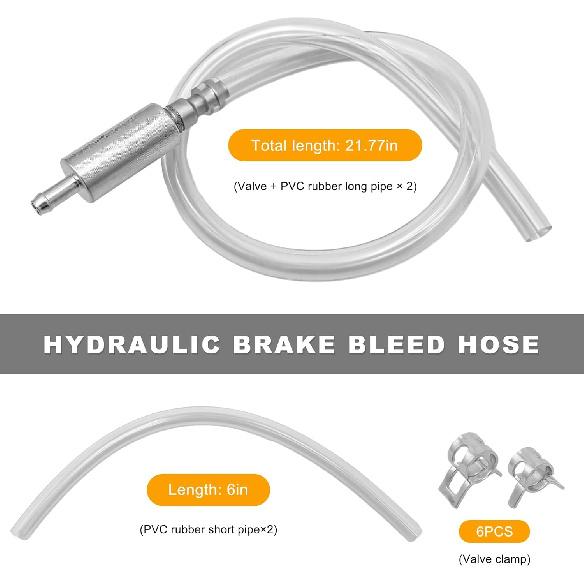 Sun Walker 2 PCS Brake Bleeder Hose, Hydraulic Brake Bleeder One Way Check Valve with Soft Tube & Clamp, Anti-Backflow Motorcycle Clutch Fluid