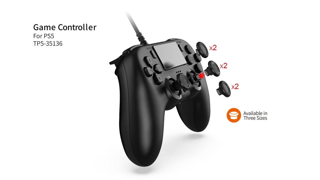 Wired Controller Compatible with PS 5 5 Wired Controller with Advanced Reverse Button with Fingers 2 2 Mid 5/PS Pro/PS Slim/PC - Built-in