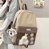 Girls Color Block Backpack Primary School Student Schoolbag Plaid Printed Small Backpack Travel Bag