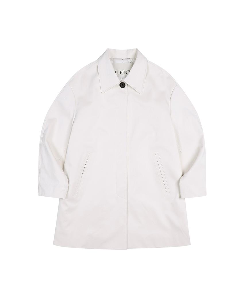 Yuthentic Leather-Like Coat-Style Padded Jacket White Oe3Ar80001