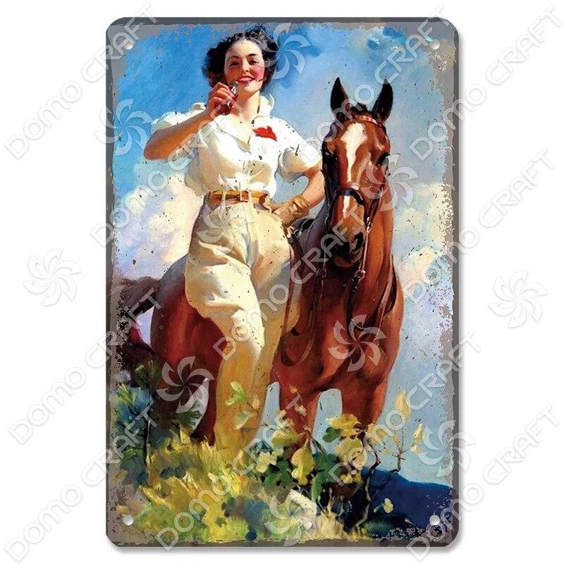 Cowgirl Tin Sign Metal Plaque Cowboy Boots Pony Metal Poster Vintage Wall Decor for Horse Riding Club Garden Home