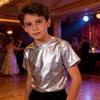 Disco Metallic Top Hip Hop Performance Dancewear Fashion Dance Top  Kids Boys Girls