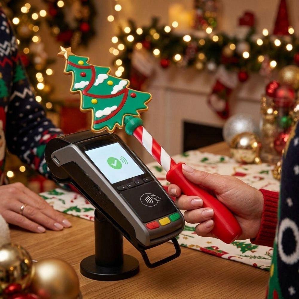 Plastic Christmas Credit Card Wand 3D Printed Santa Tap To Pay Wand Gift Box Magic Wand  Checkout