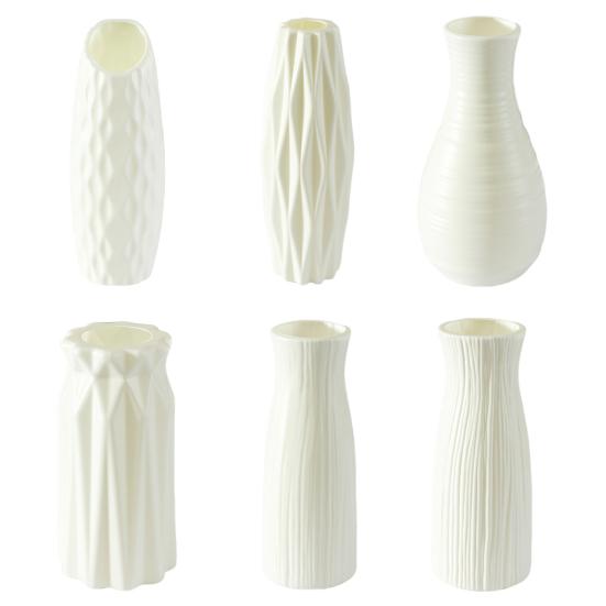 Imitation Ceramic Plastic Vase Budget-friendly Decorative Plastic White Vase Flower Arrangement Decoration