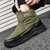 Модные мужские ботинки Зимняя обувь для мужчин Теплые снежные ботинки До середины икры Мужская теплая обувь Толстые плюшевые зимние ботинки для мужчин Зеленые хлопковые ботинки