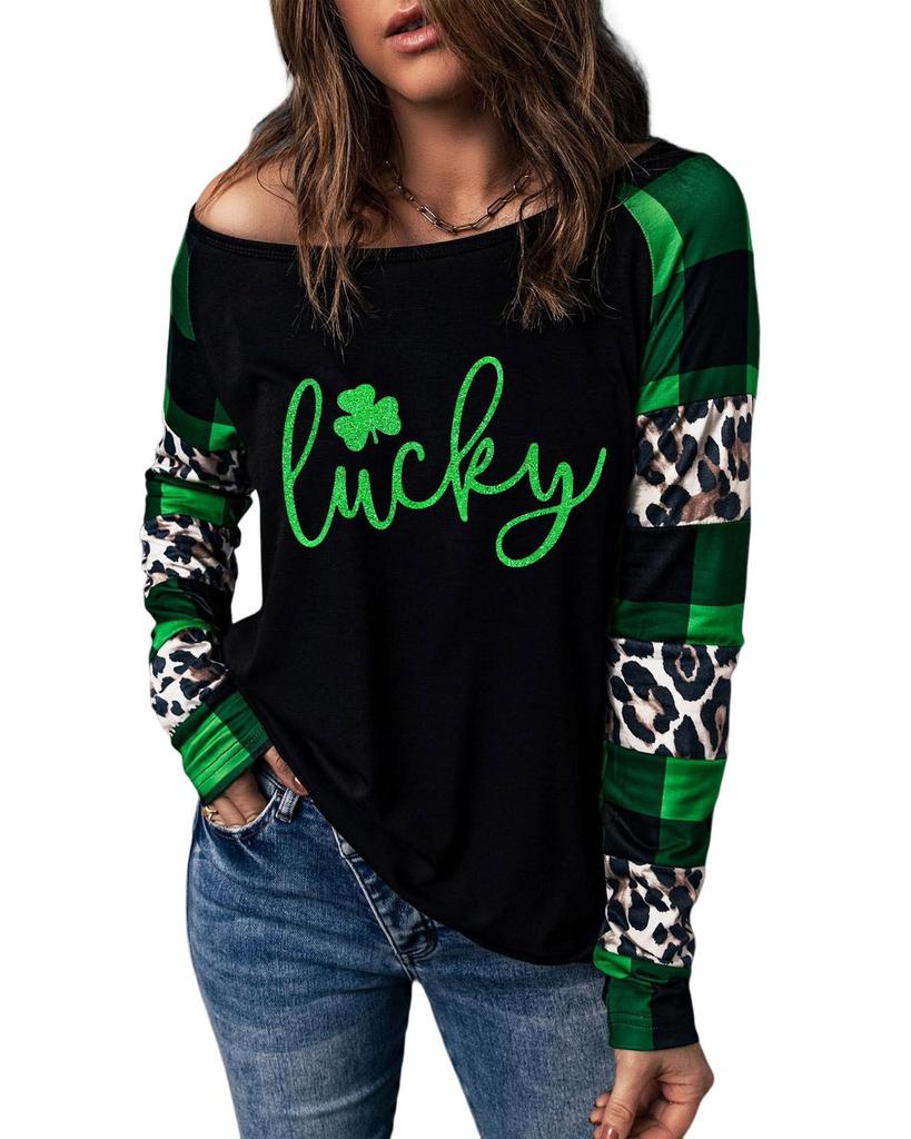 Azura Exchange Топ с леопардовым принтом Lucky Clover и блестками