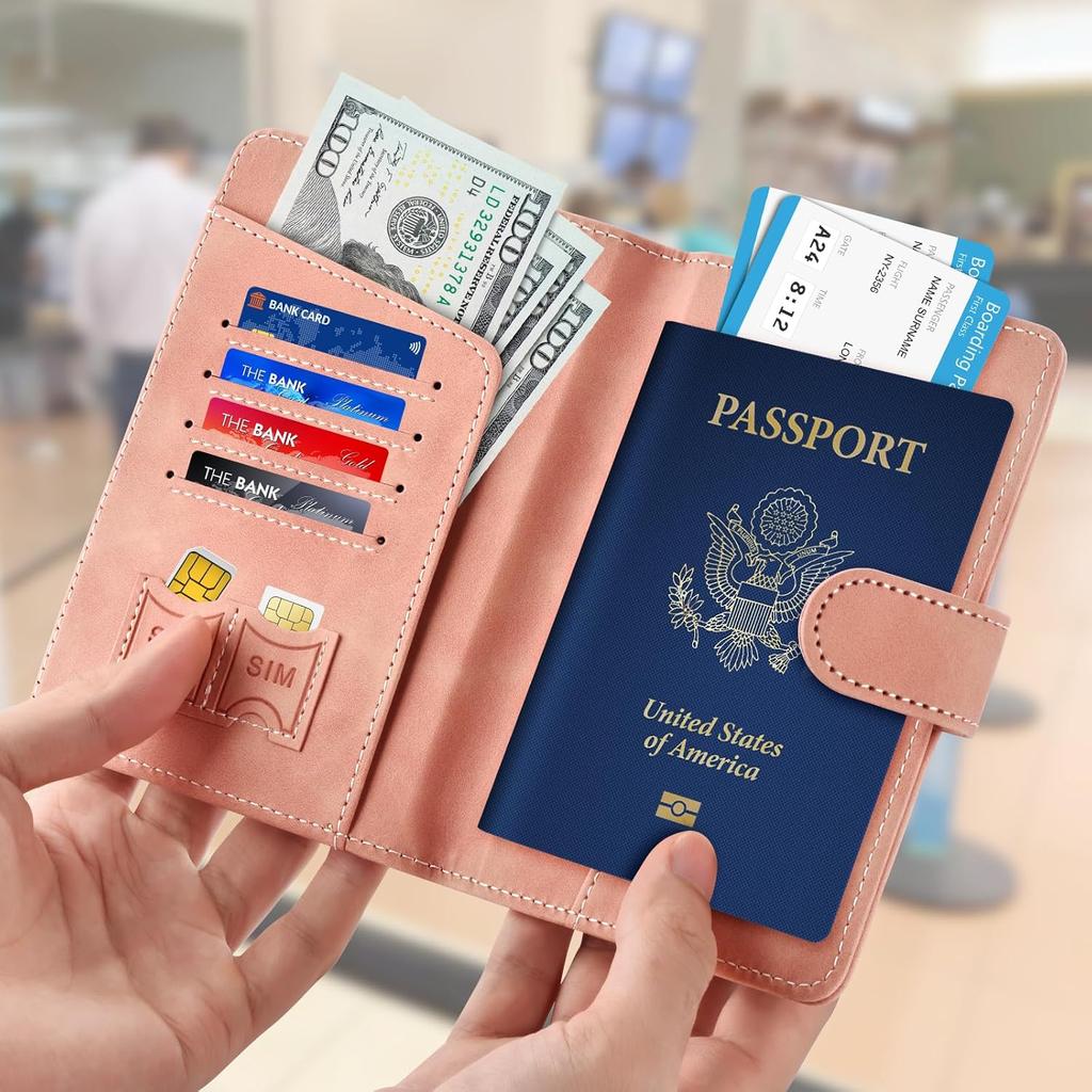 Светло-коричневый держатель для карт для путешествий, чехол для паспорта, кошелек, чехол для женщин и мужчин, семейный протектор для паспорта с блокировкой RFID