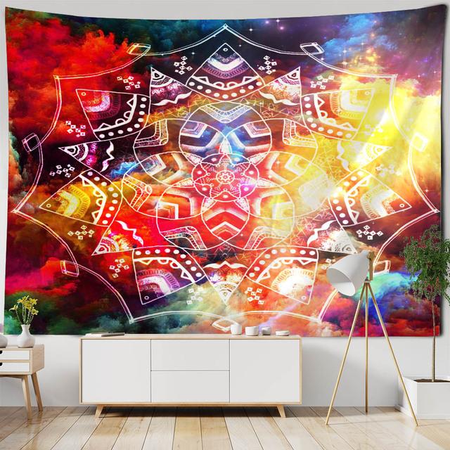 Психоделический гобелен с мандалой, геометрическое фрактальное искусство, настенный хиппи, богемный гобелен для украшения дома, гобелен для йоги, наматрасники