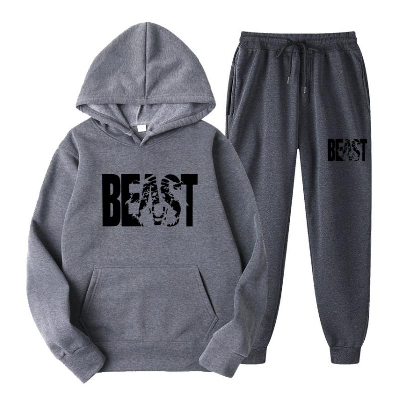 Осенние и зимние комплекты с капюшоном, мужские модные флисовые красные толстовки, брендовые брюки, повседневный костюм для бега, спортивный костюм, толстовка, женский пуловер