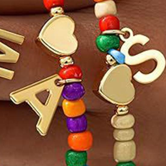 Колье-чокер с бусинами для женщин, разноцветное колье с бусинами, колье с подвеской-буквой, чокер с сердцем, подарок на день рождения для девочек, жены, девушки