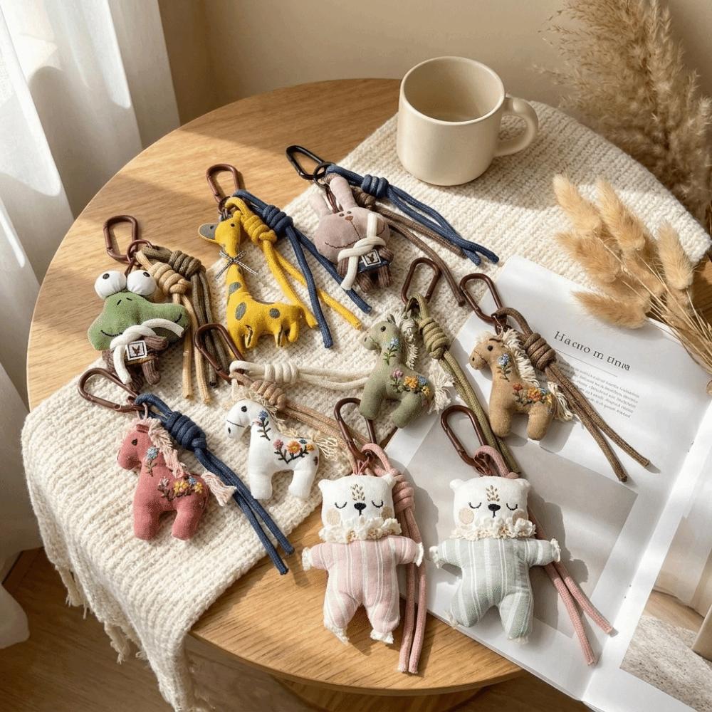 Polyester Cloth Animal Keychain Soft Texture Backpack Charm Trendy Plush Pendant Daily Use