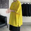 Summer Men's Side Slit T-shirt Solid Color T-shirt Men Causal O-neck Basic Tshirt Male Oversized Tops