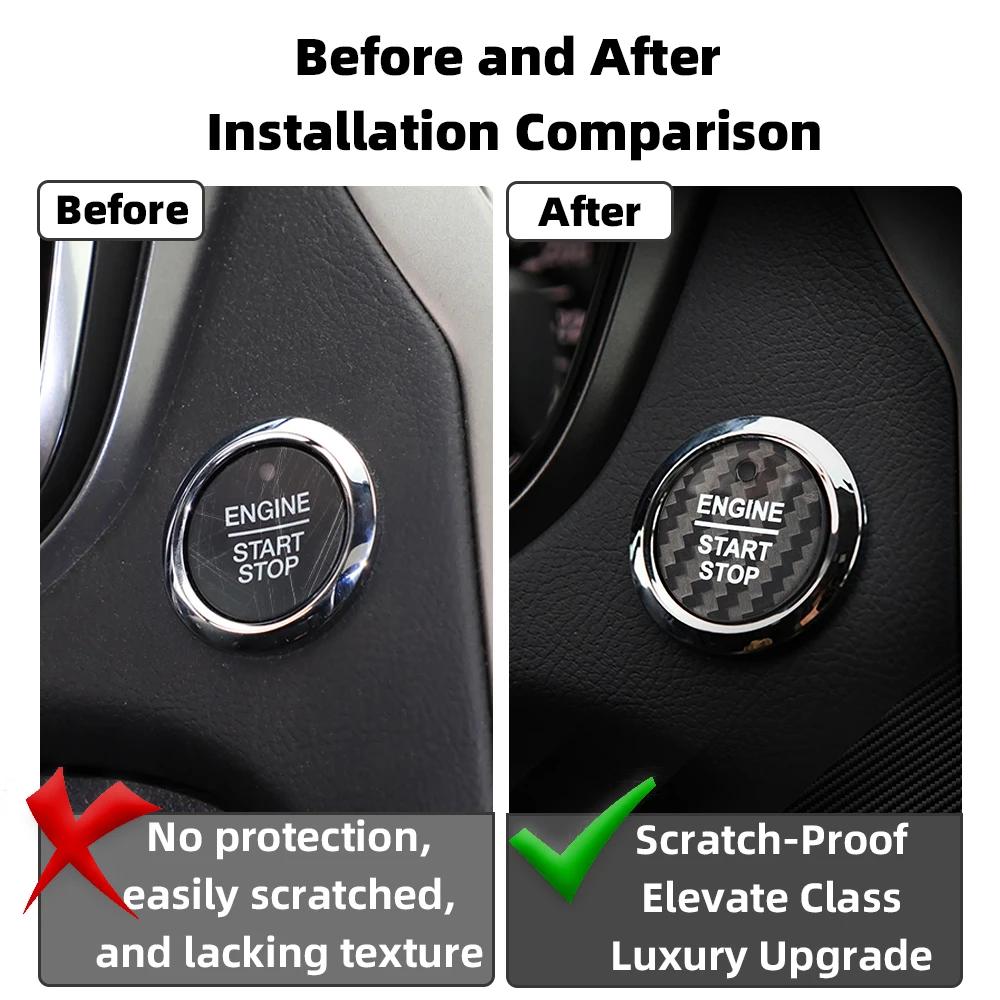 Real Carbon Fiber Cover For Ford Focus Ranger mondeo F150 Escape EVOS Edge Taurus Car Engine Start Stop Button Sticker Interior