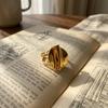 Stainless Steel Exquisite Butterfly Heart Finger Ring for Women Personality Irregular Round Ring Waterproof Versatile Jewelry