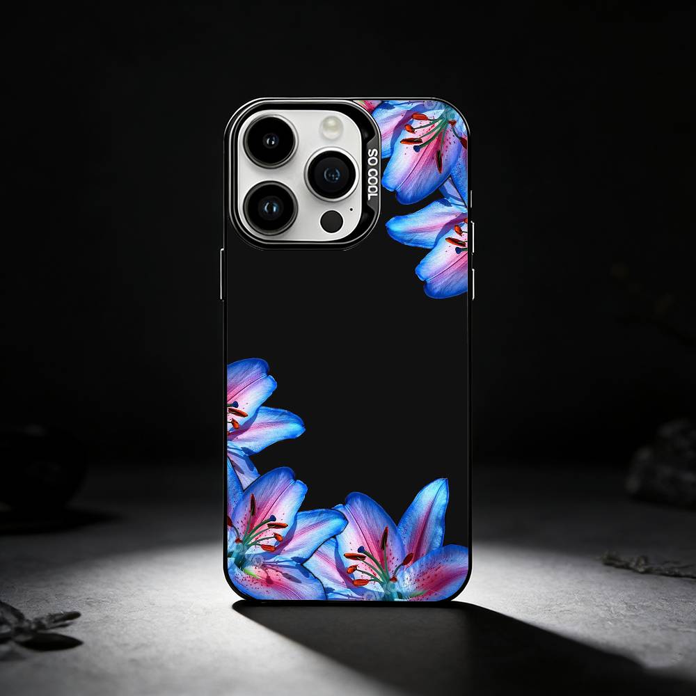 Neon Glow Flowers Phone Case For iPhone 17,16,15,14,13,12,11 Plus,Pro Max,XS,Colored silver phone case