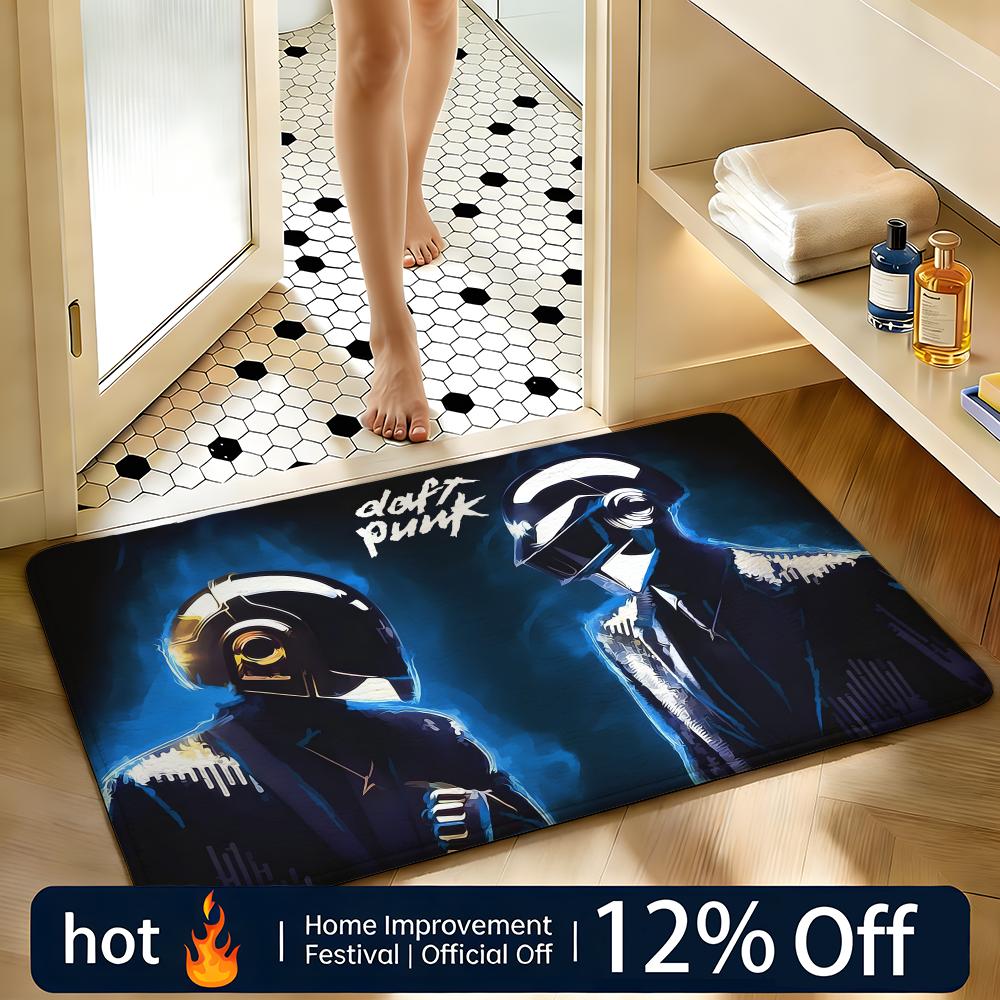 Soft Absorbent Non-Slip Rug Band Daft Punk Floor Mat Home Decor Doormat Bedroom Floor Mat Shower Carpet