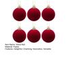 6Pcs Velvet Christmas Ball Ornaments Flocked Christmas Tree Ball Decoration Red Hanging Ball Ornament for