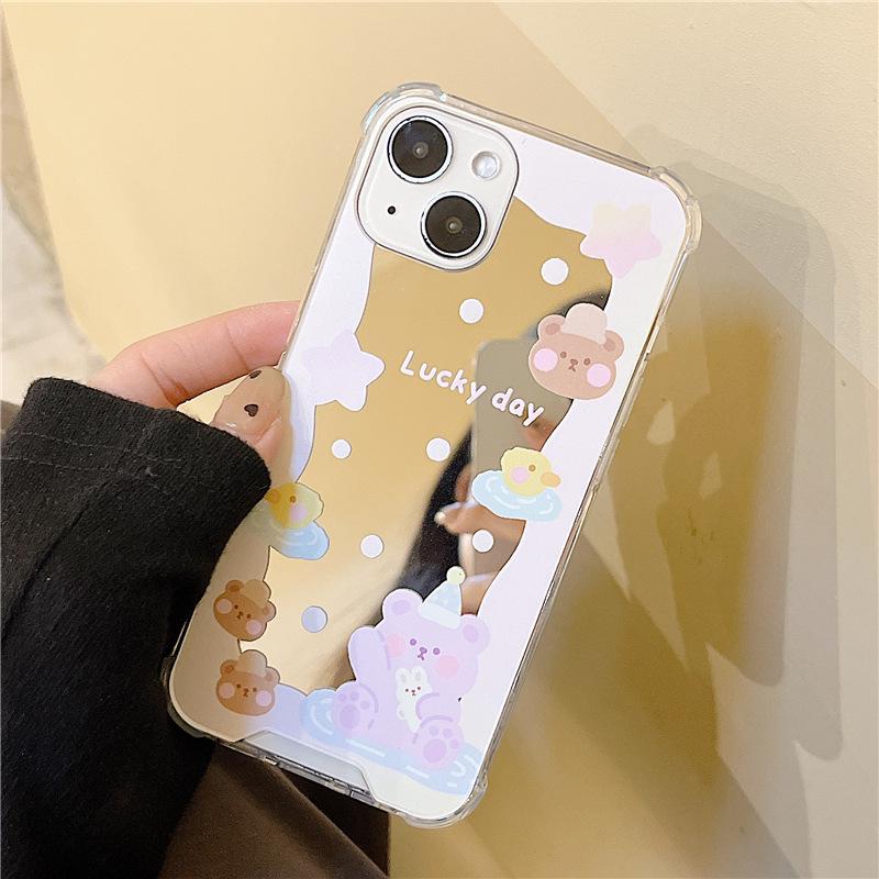 Чехол-зеркало Zhitai для iPhone 15 Pro Max, iPhone 16, мультяшный iPhone 12 и 13, Honor 90