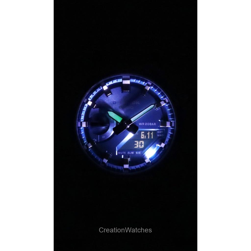 Casio G-Shock Аналогово-цифровые часы с полимерным ремешком, синим циферблатом, кварцевые GA-2100BM-7A2 200M, унисекс