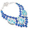 K2 Blue Azurite, Topaz Handmade 925 Sterling Silver Jewelry Necklace 18" y1Q64