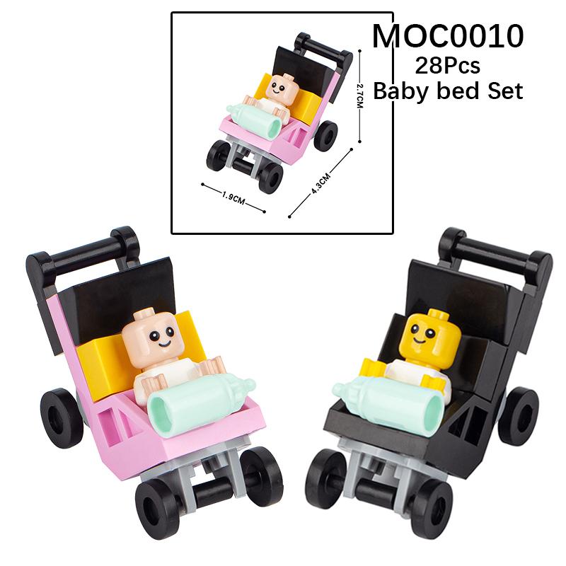Город Фигурки Мебель Набор Игрушки Модель MOC Кирпичи Детская коляска Стол Диван Кровать Пианино Кухня Ванная Строительные блоки Подарок