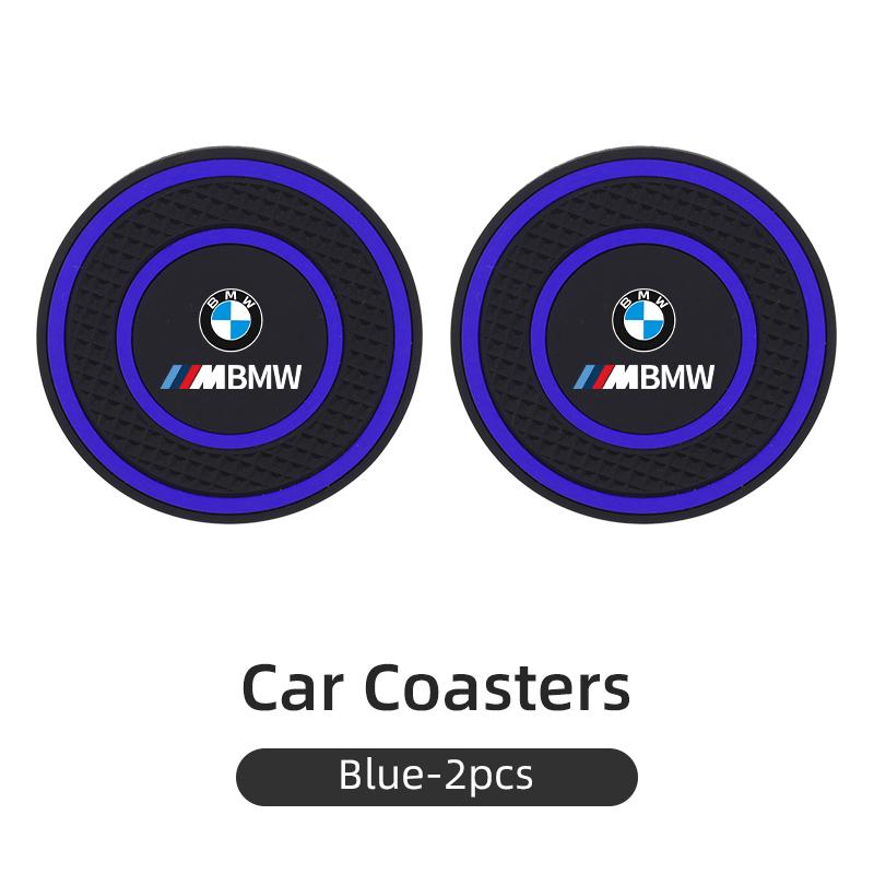LHNJF1 2026 Car Sticker PVC Car Coaster Water Cup Anti-Slip Silicone Pads Interior Accessories For BMW Motorsport X1 X3 X5 E39 E46 E90