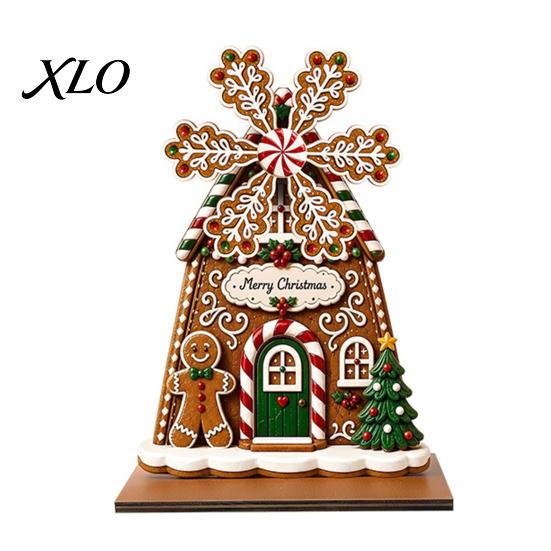 Festive Ornament for Office Christmas Windmill Ornament, 2D Wooden Rotating Decoration, Santa Holiday Gift Family Centerpiece Table Mantel Shelf Decor