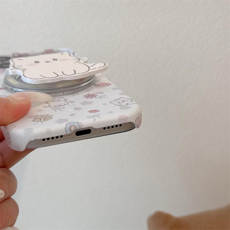Красочный Цветочный Бант Кот Магнитный Чехол для Телефона для iPhone 17, 16 Pro Max, 15 Pro