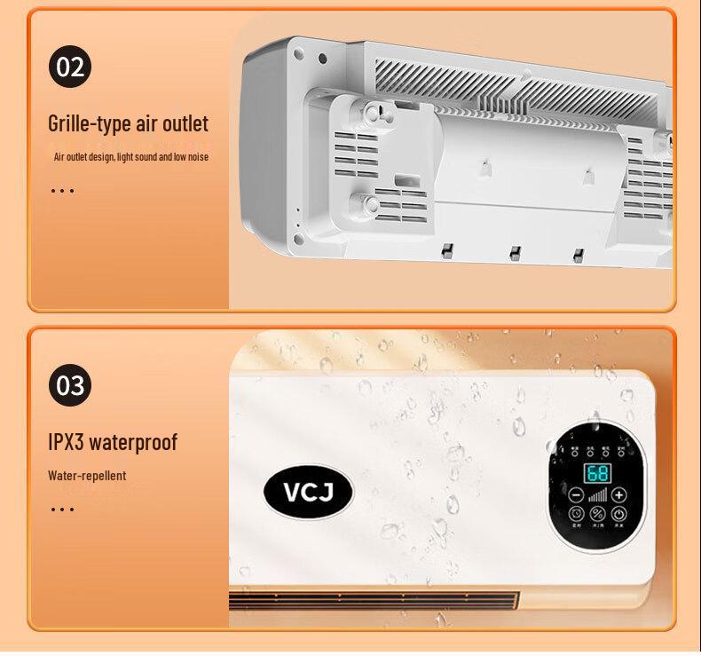 Настенный обогреватель для ванной с дистанционным управлением: Фен с двойным режимом холодной/теплой температуры, интеллектуальный с постоянной температурой, установка без сверления.