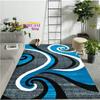 Modern Fashionable Fluffy Soft Rug Red Black Swirl White Area Rug Carpet Modern Abstract Carpet