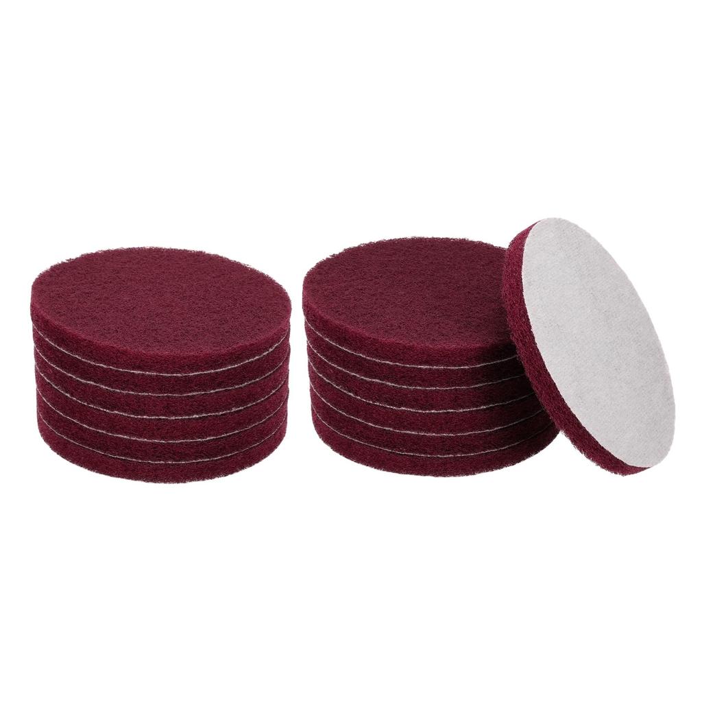 Uxcell 12pcs Scrubber Scrubbing Pads 400 Grit Drill Power Brush Hook and Loop Surface Conditioning Discs Drill Scuffing Discs Scrub Pads for Home