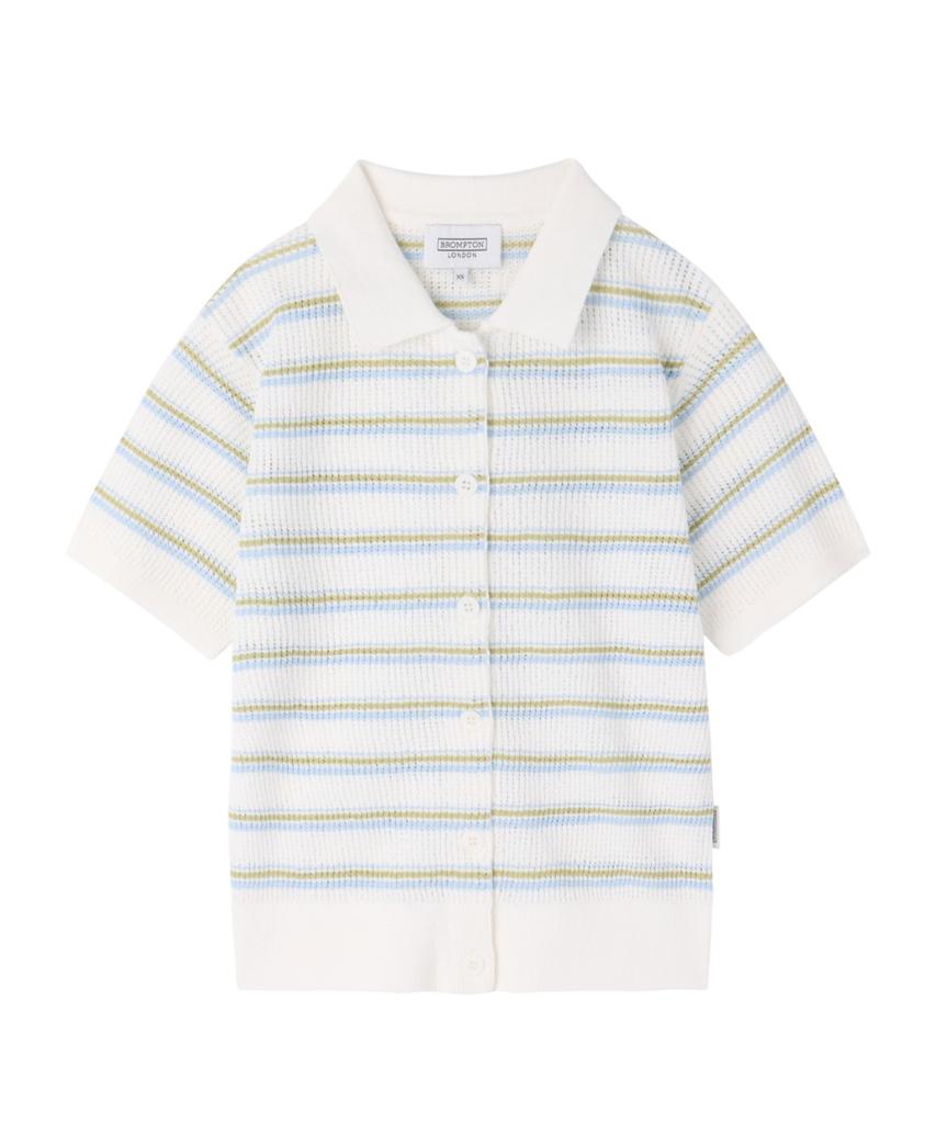 BROMPTON LONDON W Stripe Half Sleeve Knit - Cream (P262Wkt132)