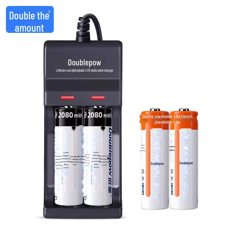 "Double 14500 3.2V LiFePO4 AA Rechargeable Battery Set for Cameras"