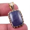Natural Iolite Gemstone 925 Solid Sterling Silver Two Tone Pendant 1.25'' Z8W40