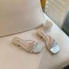 Korean Version of Thin Belt Fairy Gentle Thick Heel Slippers Summer Wear Two Wear French Evening Sandals Women's 2025 New Models