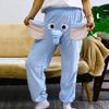 Yousheng Cartoon Elephant Pattern Pajama Pants Wide Leg Design Women Men Lounge Pants Elastic Waistband Mid-Rise Pajama Bottoms