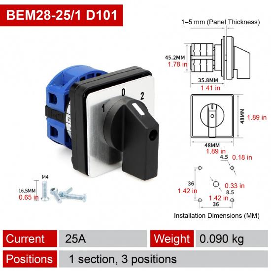 LW-26 Dual Power Transfer Switch Rotary Cam Switch for Distribution Cabinet Generator Power Changeover AC440V