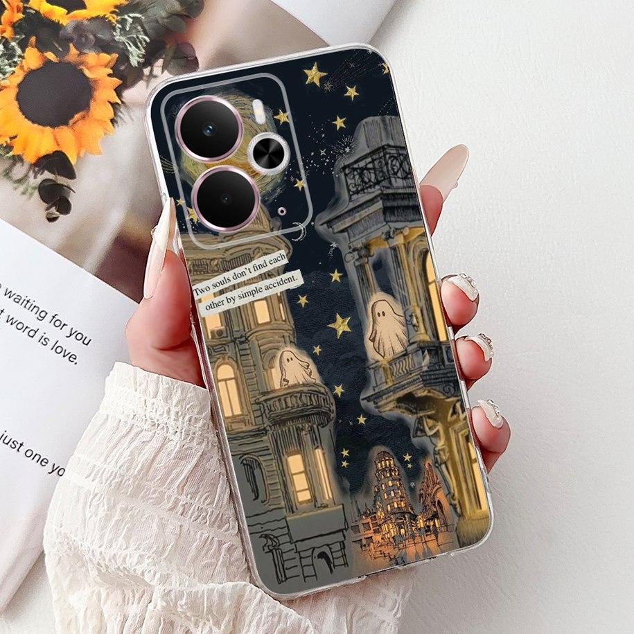 Чехол для Realme 14 5G Чехол-бампер Realme 14T RMX5078 RMX5075 Ударопрочный Силиконовый Мягкий ТПУ Цветочный Бампер Для Realme14 14 T Корпуса Телефона