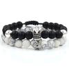 Creative personality black matte woven high crown white pine wear small crown two-piece set bracelet bracelet accessories men