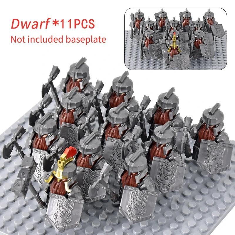 MOC Средневековый Гном Воин Эльфы Рыцари lotr Фигурки Строительные Блоки Аксессуары Броня Щит LOTR DIY Игрушки Для Детей подарок