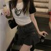 Kawaii Girl Denim Skirt Womens Pleated Skirt Fashion Casual College Style High Waist Slim Goth Mini A Word Short Skirt