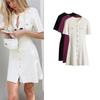 Spring New Women's Clothing Fashion Style French Rib Knitting Round Neck T-shirt Shory Style Dress 1229076