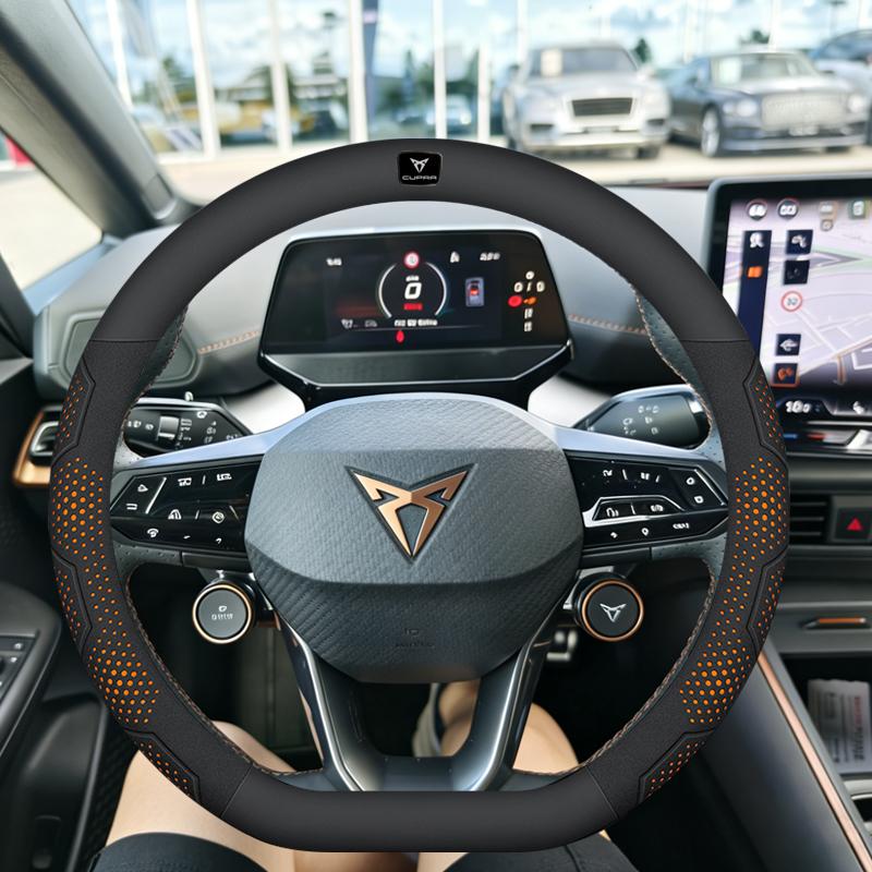 BFI1 Car Breathable Anti-Slip Suede Leather Steering Wheel Cover For Cupra Formentor Terramar Tavascan Ateca Born Leon ST IBIZA Raval