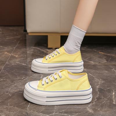 Мода повседневная женская обувь эспадрильи платформа универсальные с круглым носком теннисные женские 2024 Cross дышащие летние парусиновые на шнуровке