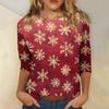 Женский топ с круглым вырезом и рукавом 3/4 с рождественским принтом