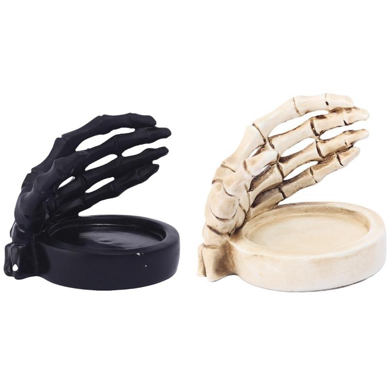 Подсвечник в виде руки скелета, готическая статуэтка скелета для домашнего декора на Хэллоуин, уникальные фигурки черепа из смолы, украшения