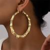Серьги-кольца в стиле бамбуковой секции, модные, эффектные, минималистичные, шикарные, золотистые, большие, круглые серьги-кольца для женщин